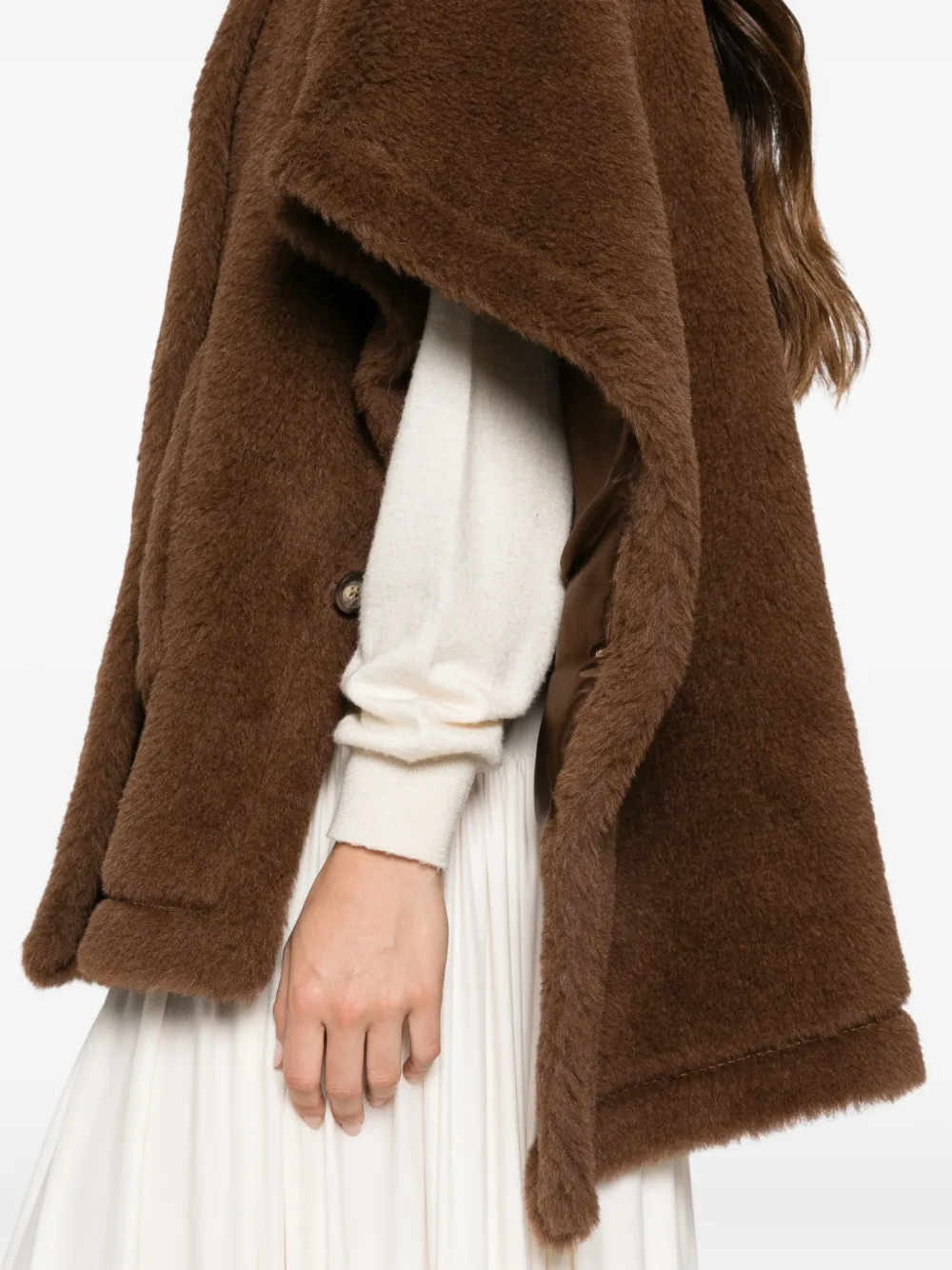 Max Mara Teddy cape-style jacket Bruin