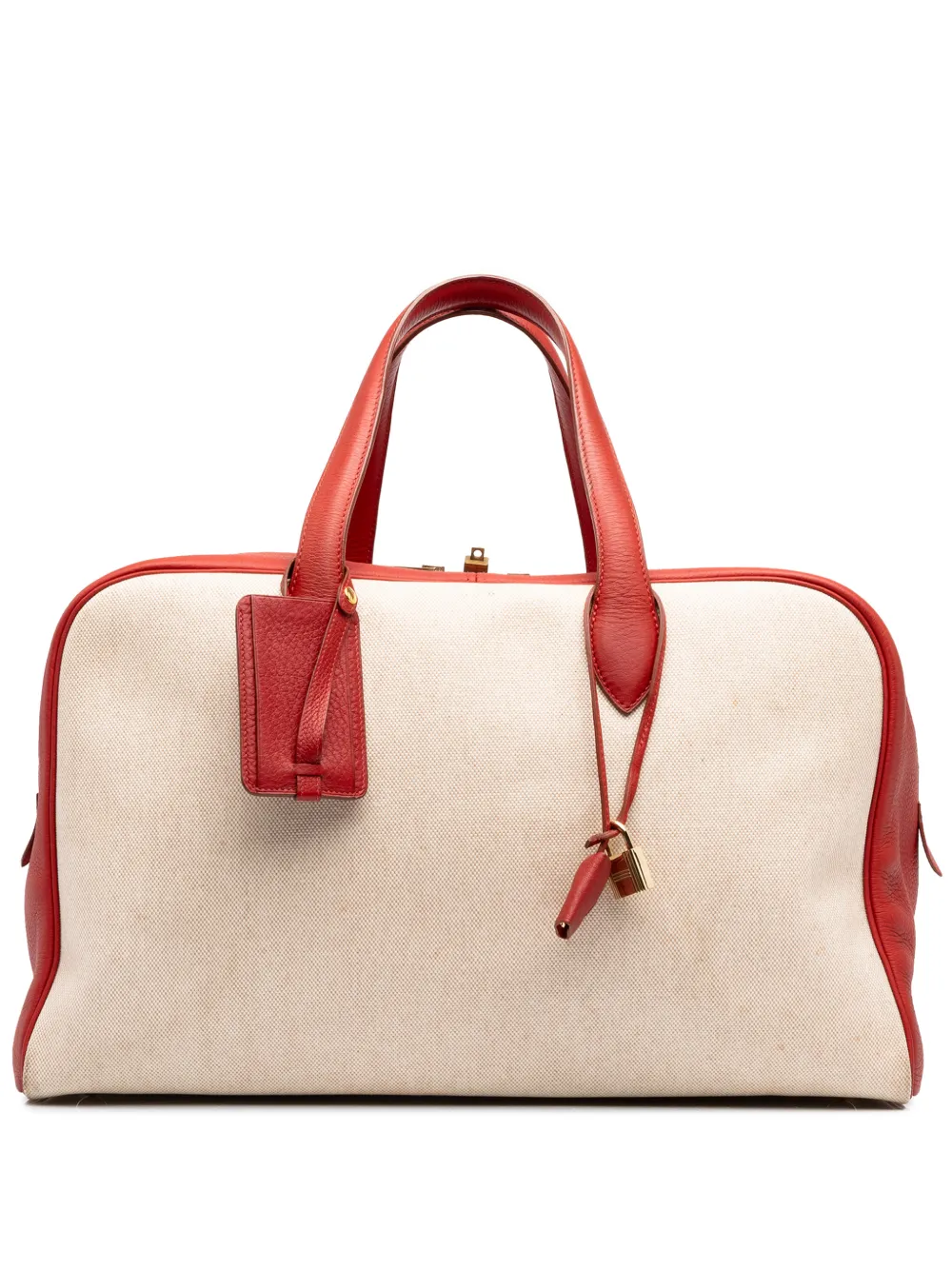 Hermès Pre-Owned 1990-2010 Toile and Clemence Victoria 43 travel bag - Nude