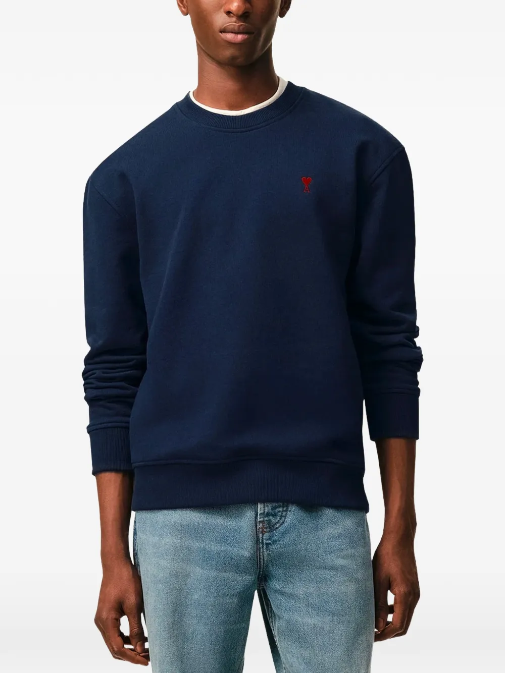 AMI Paris Katoenen sweater met Ami de Coeur Blauw