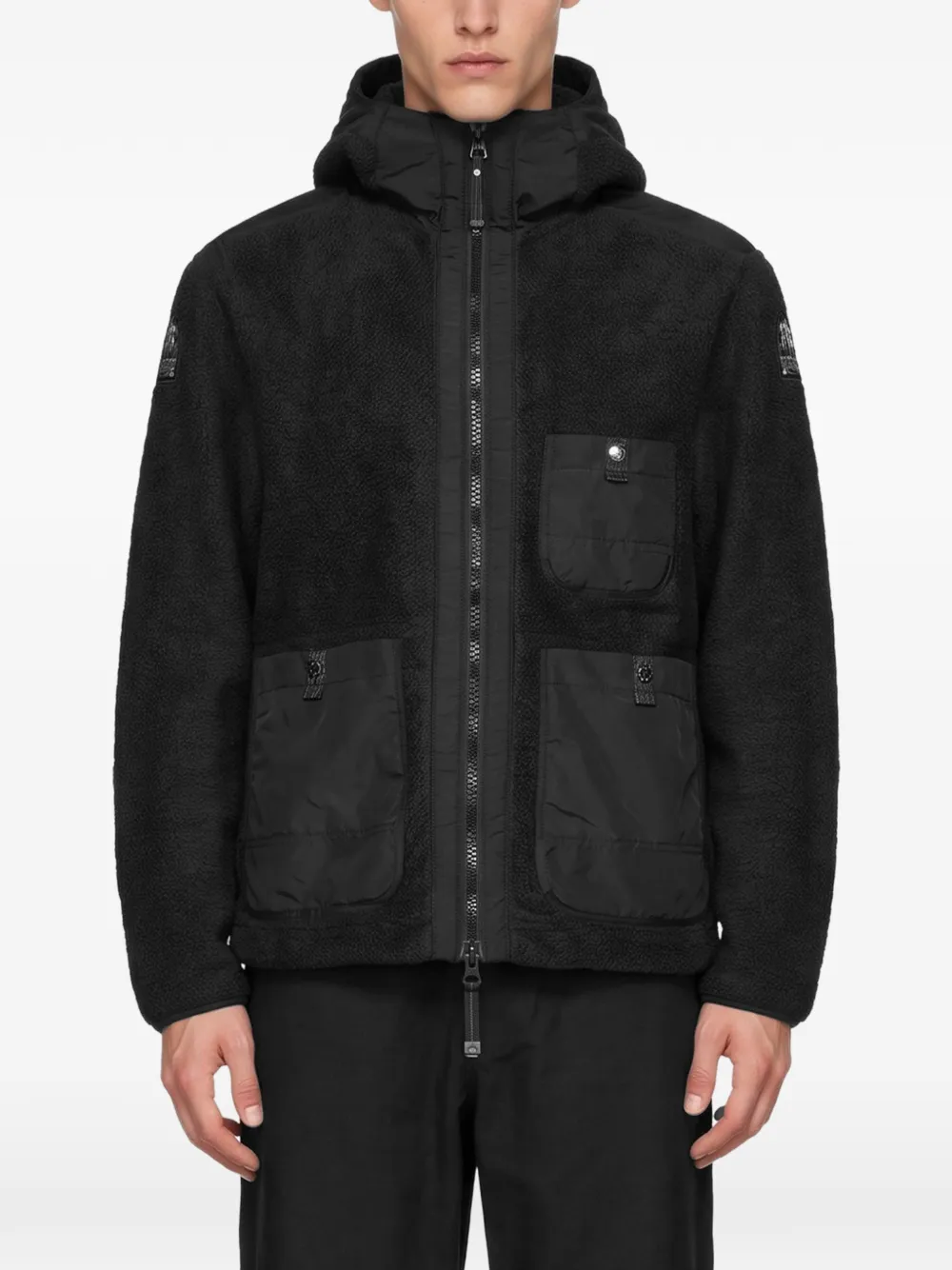 Parajumpers Sundre hooded fleece-texture jacket Zwart