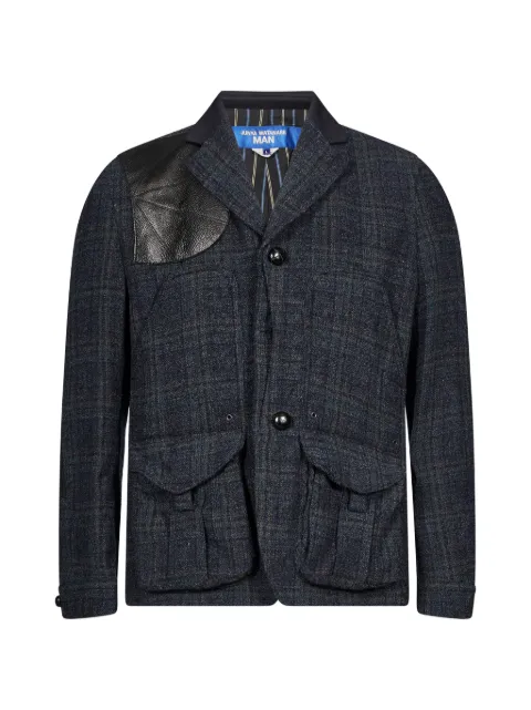 Junya Watanabe MAN check leather-patch blazer