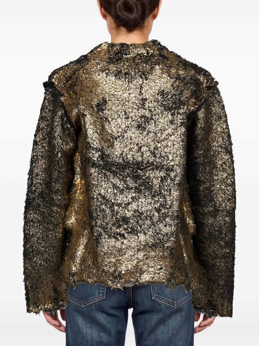 Junya Watanabe metallic-effect distressed-finish sweater Goud