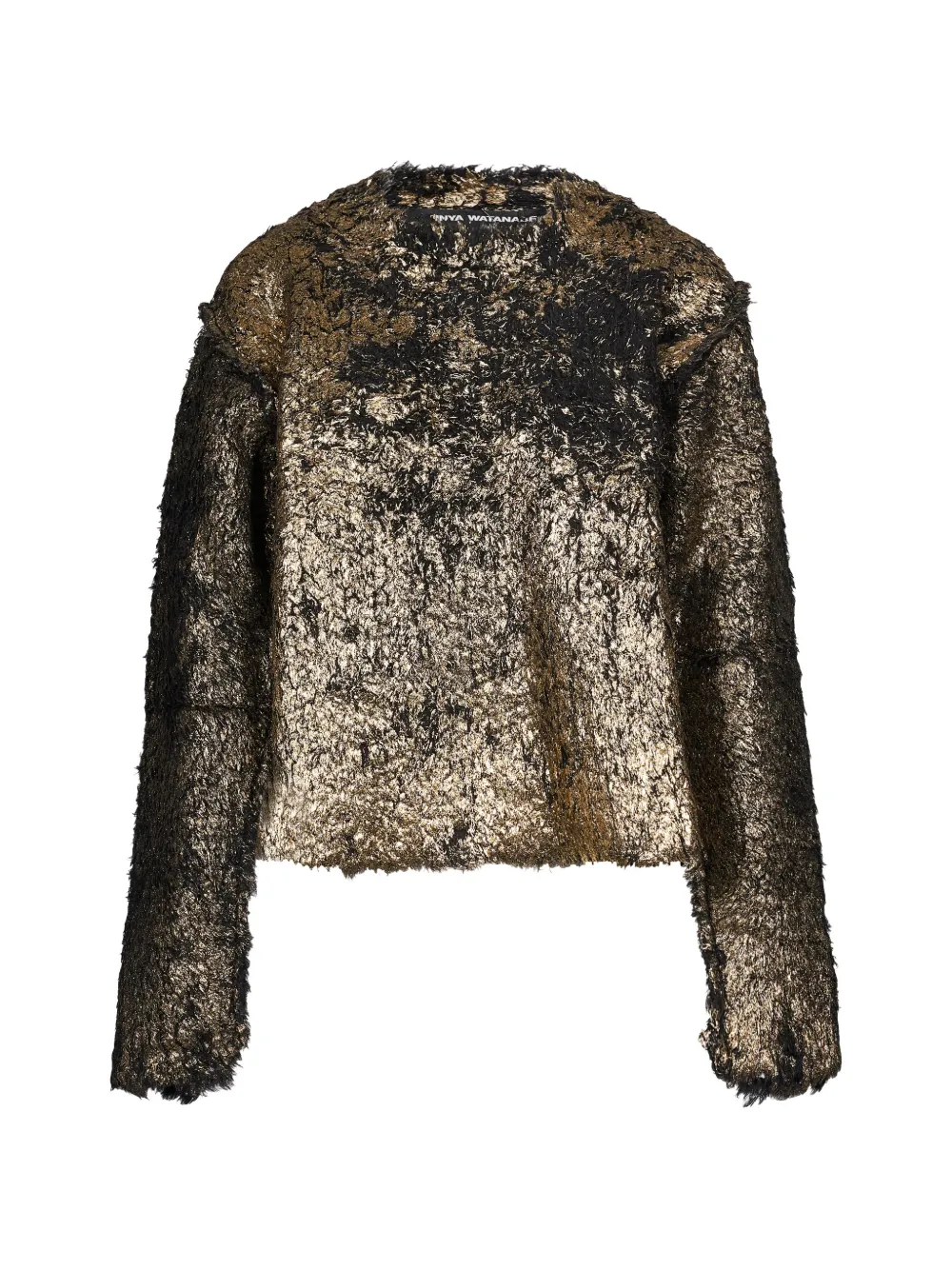 Junya Watanabe metallic-effect distressed-finish sweater Goud