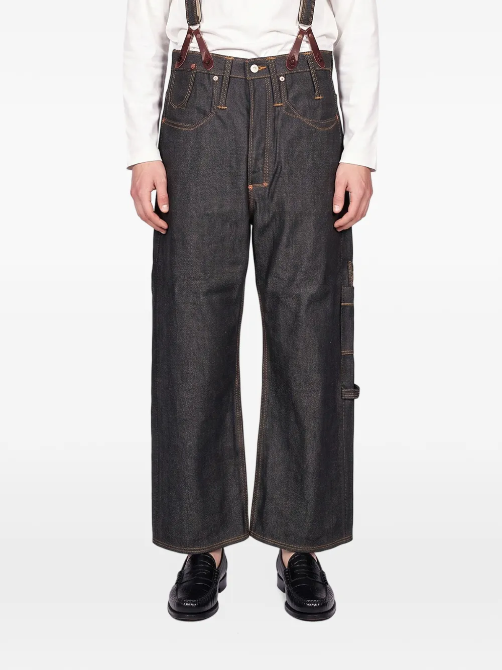 Junya Watanabe MAN contrast-stitch straight-leg jeans Zwart