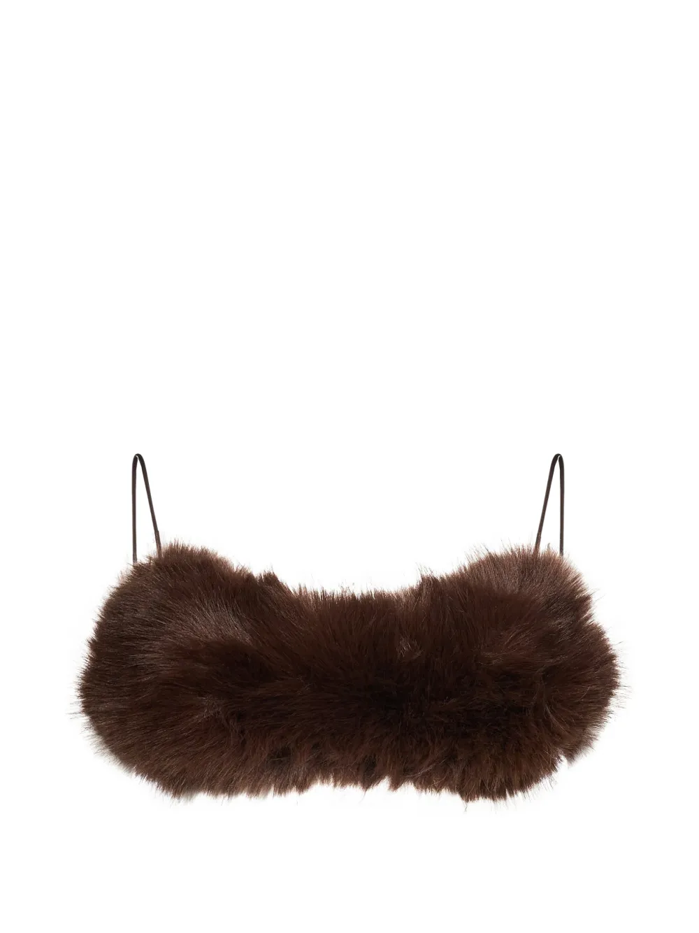 THE ANDAMANE Anora faux-fur tie-back top Bruin