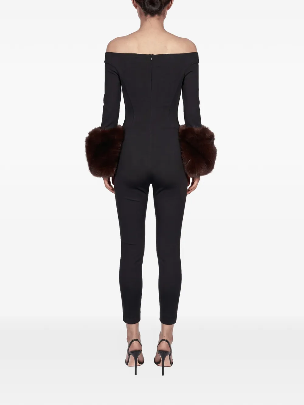THE ANDAMANE Amelia off-the-shoulder jumpsuit Zwart