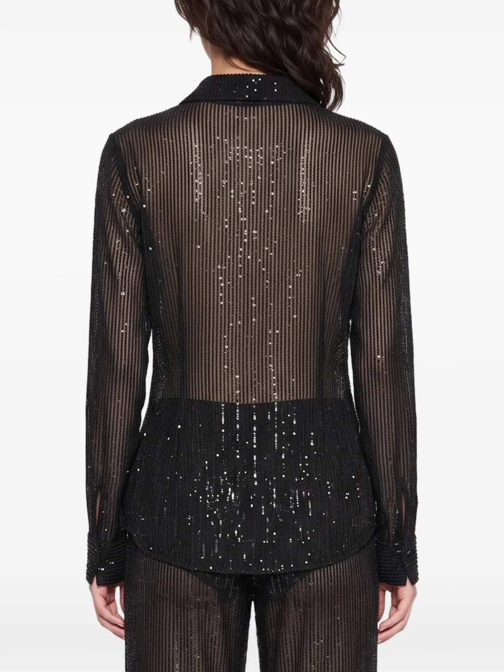 THE ANDAMANE sequin-embellished sheer shirt Zwart