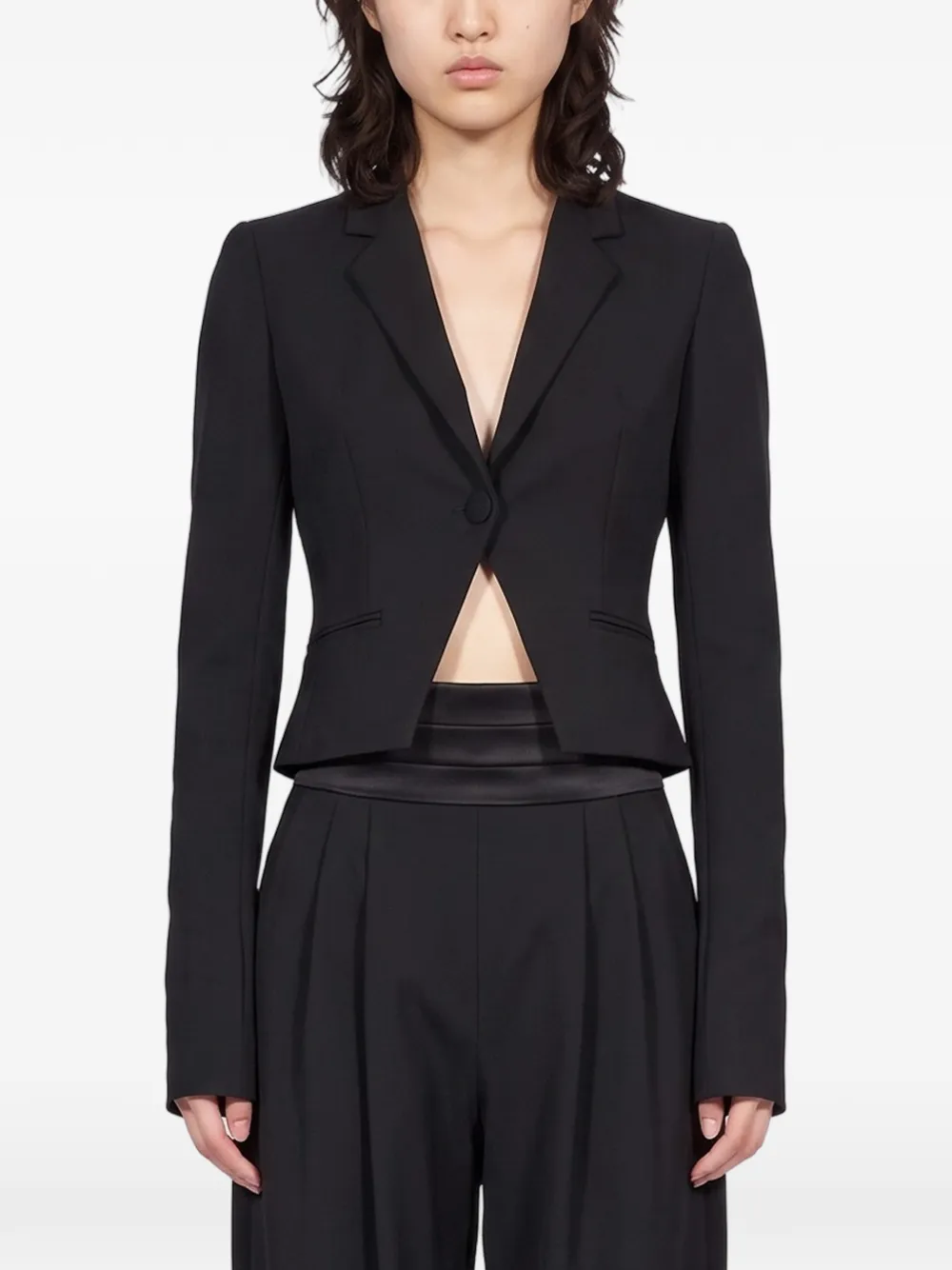 THE ANDAMANE New Zefira single-breasted cropped blazer Zwart