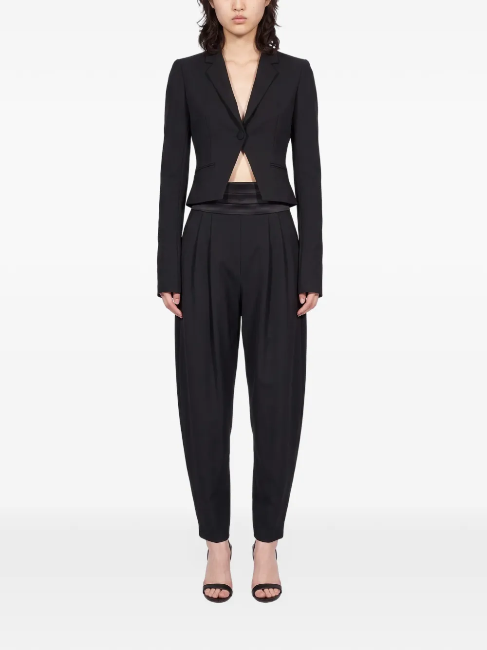 THE ANDAMANE New Zefira single-breasted cropped blazer Zwart