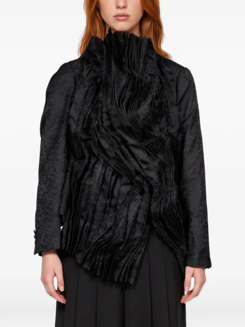 Comme Des Garçons floral-jacquard pleated fitted jacket