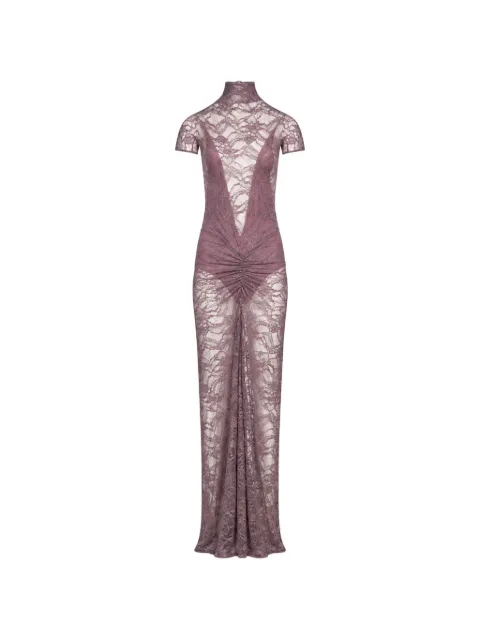 THE ANDAMANE Palma lace ruched fitted maxi dress