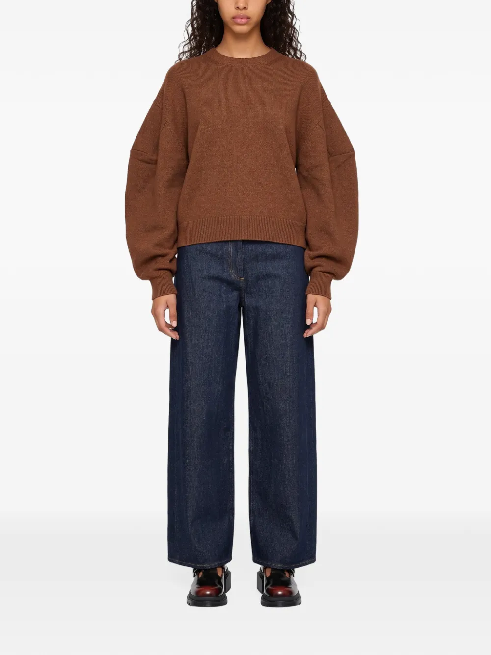 Uma Wang dropped-shoulder balloon-sleeve sweater Bruin