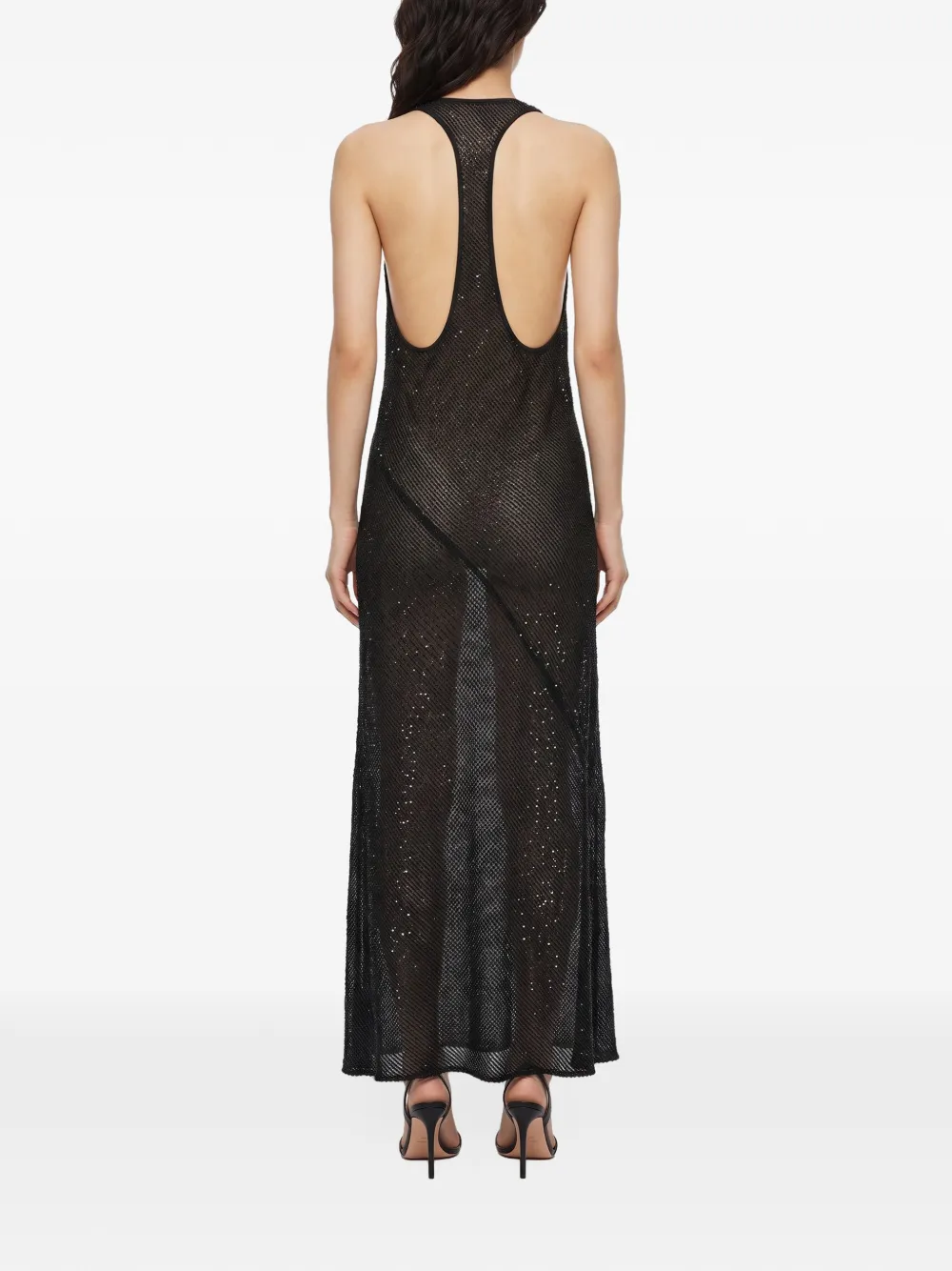 THE ANDAMANE Fonda sequin-embellished halterneck slim-fit maxi dress Zwart