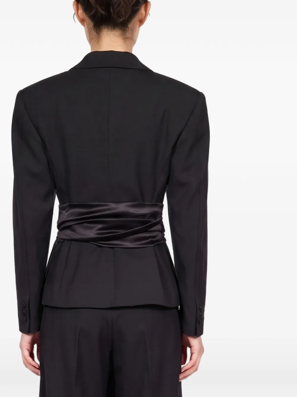 THE ANDAMANE Devina fringe-trim wrap blazer Zwart