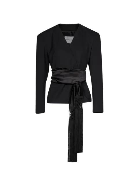 THE ANDAMANE Devina fringe-trim wrap blazer