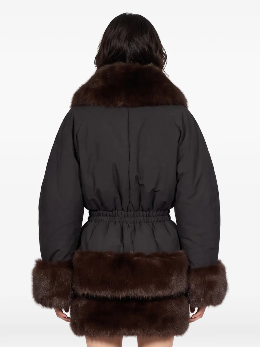 THE ANDAMANE Brina faux-fur trim belted coat Zwart