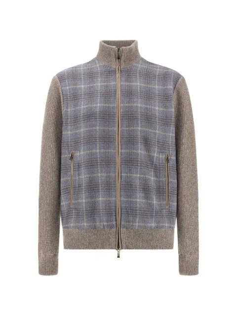 Paul & Shark tartan-check zip-up cardigan