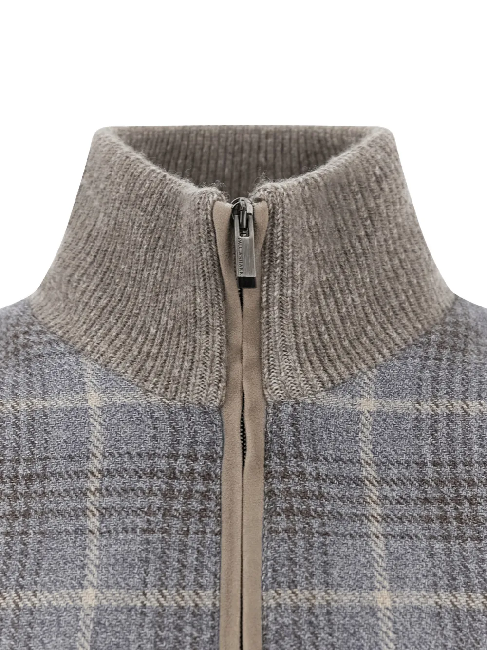 Paul & Shark Vest met tartanruit en rits Beige