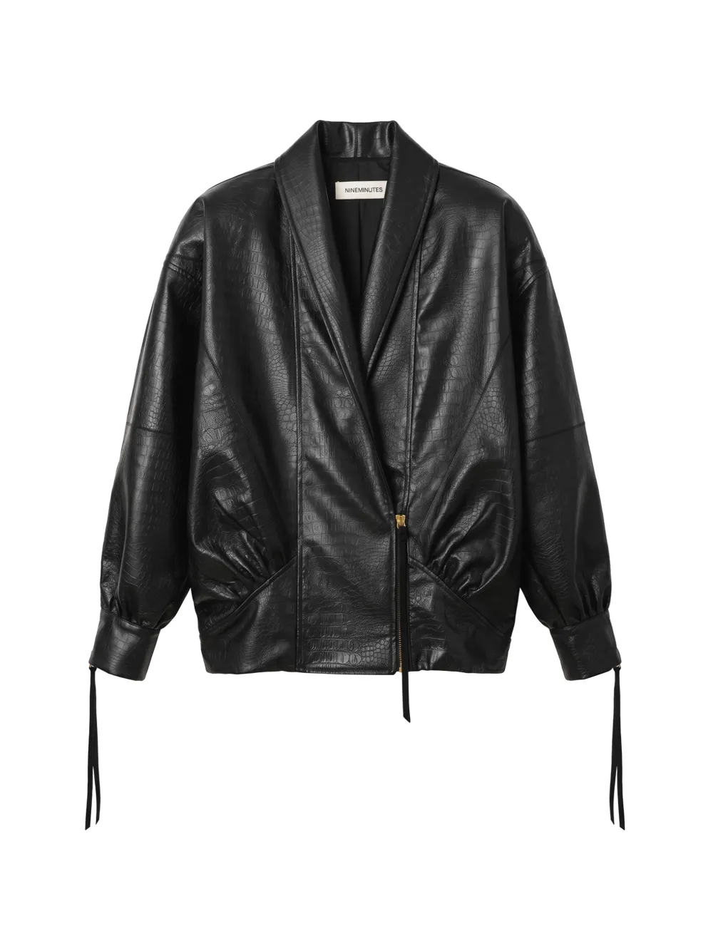 Nineminutes The Virgo crocodile-effect cropped jacket - Noir Nineminutes The Virgo crocodile-effect cropped jacket - Noir