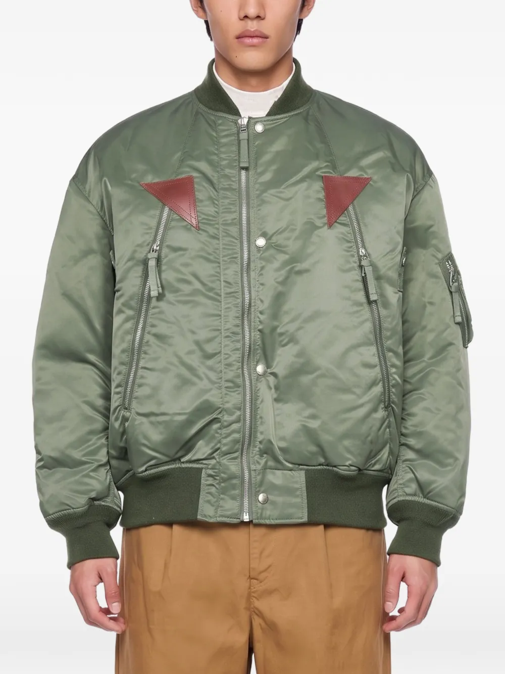 Comme des Garçons Homme leather-patch bomber jacket Groen