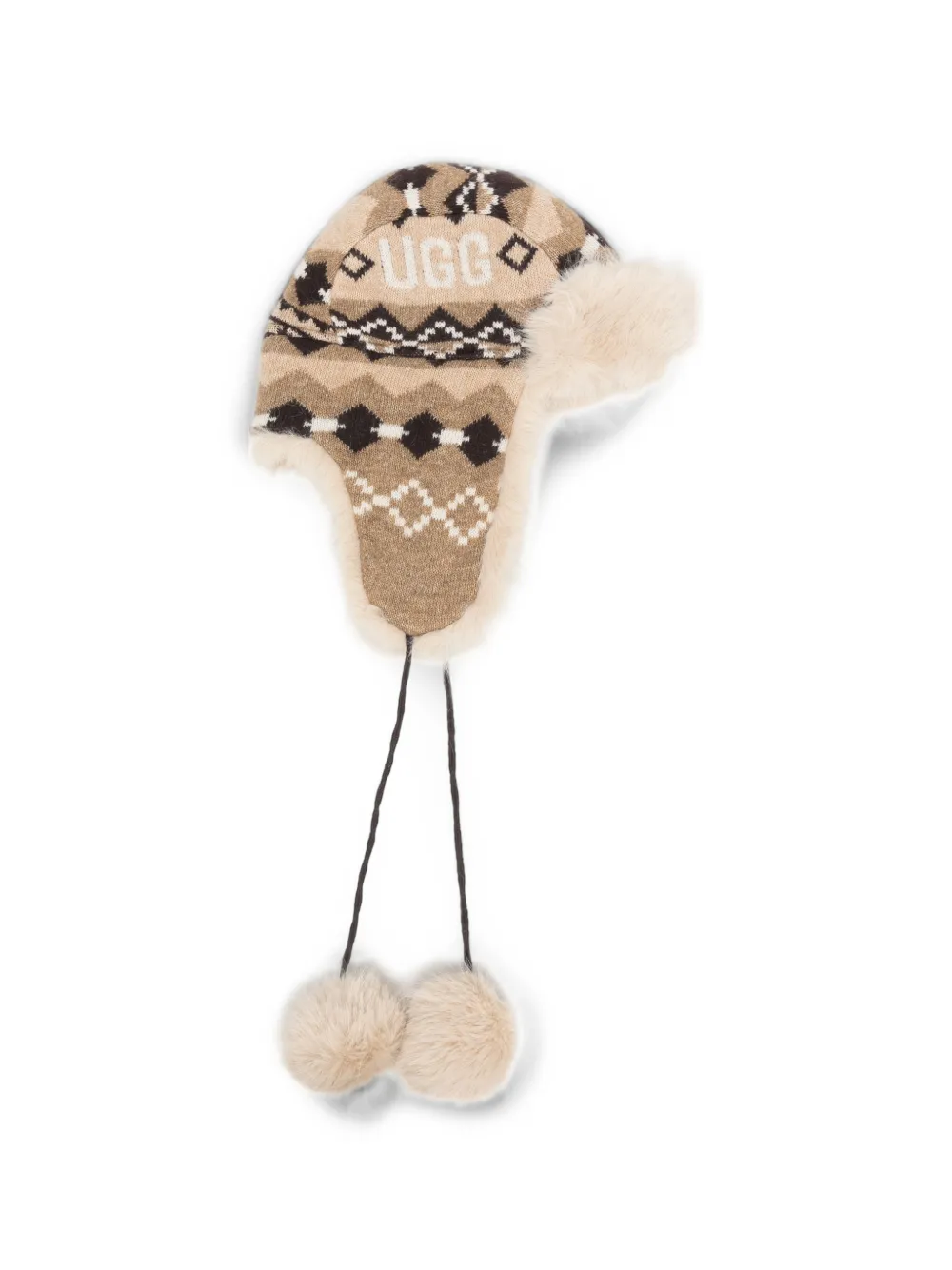 UGG fair isle faux-fur hat Beige