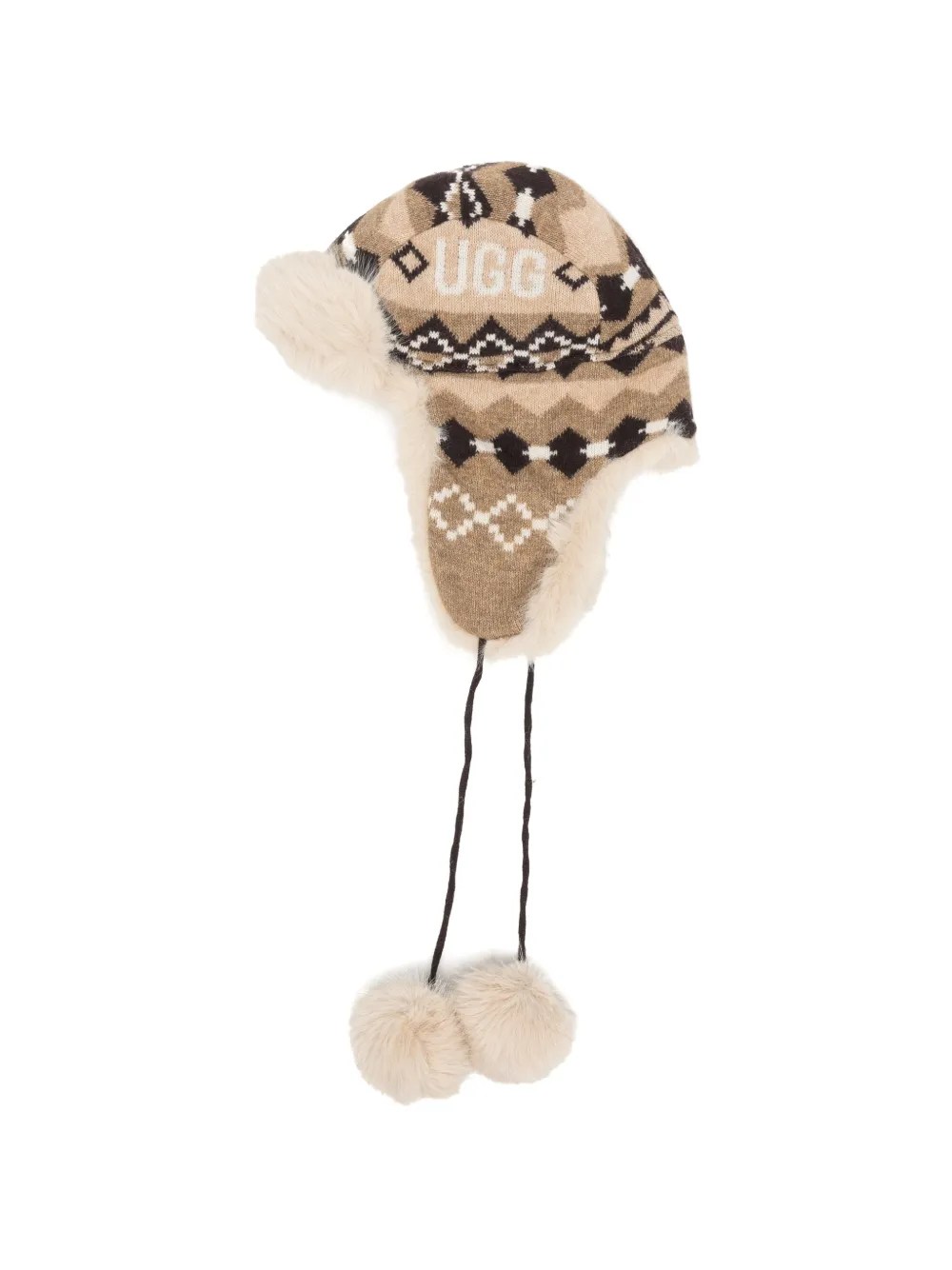 UGG fair isle faux-fur hat Beige
