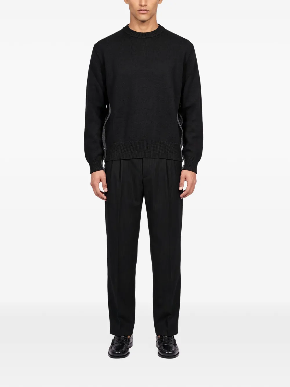 Comme des Garçons Homme contrast-trim panelled sweater Zwart
