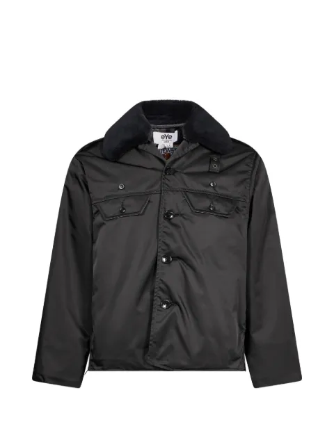 Junya Watanabe MAN faux-fur collar button-up jacket