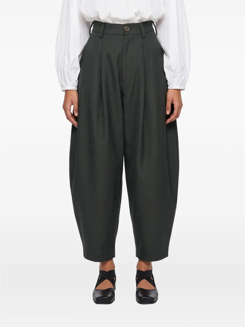 Uma Wang pleated tapered trousers Grijs