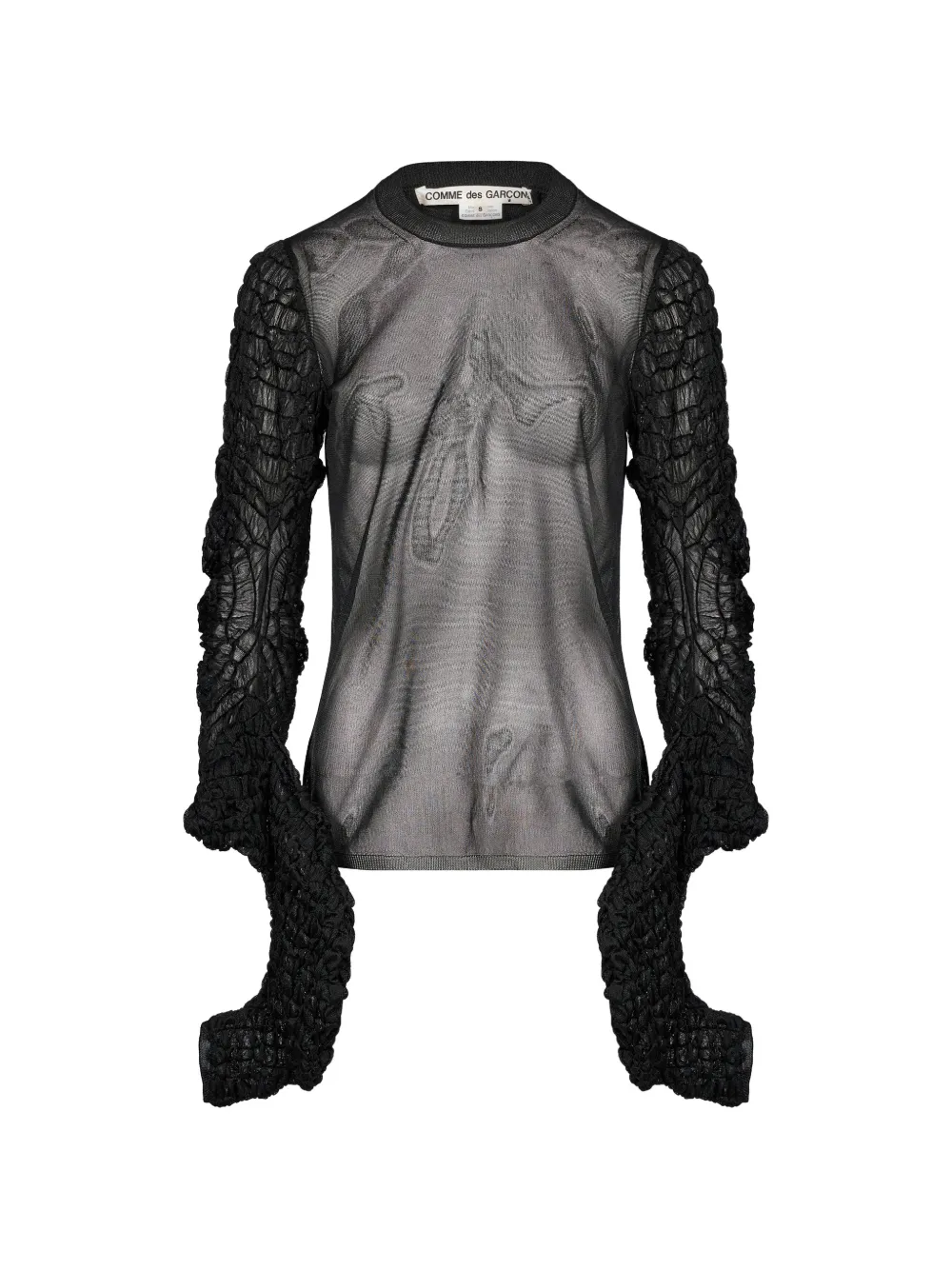 Comme Des Garçons sheer ruched-sleeve top - Noir Comme Des Garçons sheer ruched-sleeve top - Noir