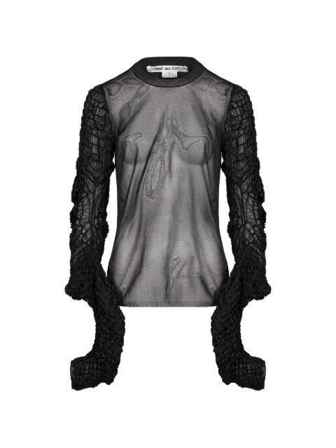 Comme Des Garçons top traslúcido con mangas fruncidas
