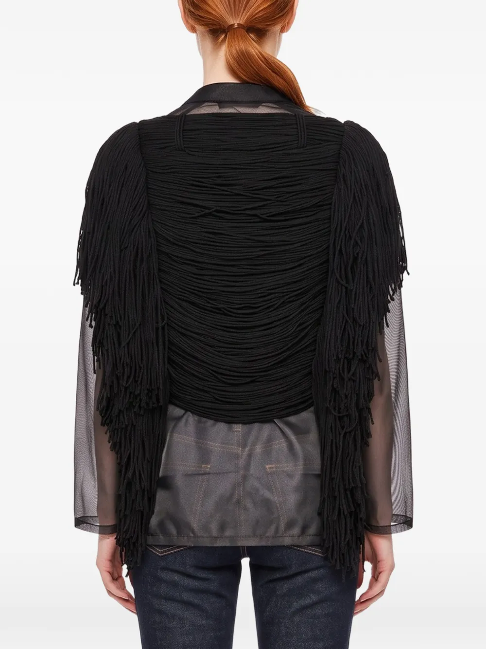 Comme Des Garçons fringe-trimmed sweater Zwart