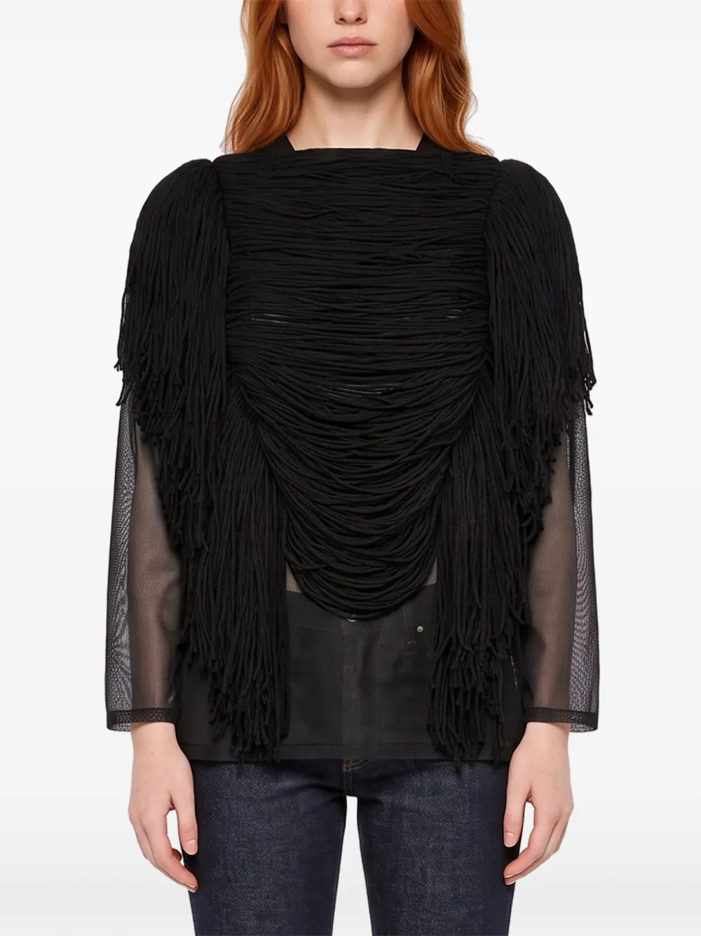 Comme Des Garçons fringe-trimmed sweater Zwart