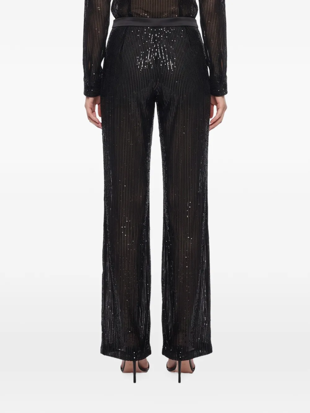THE ANDAMANE sequin-embellished wide-leg trousers Zwart