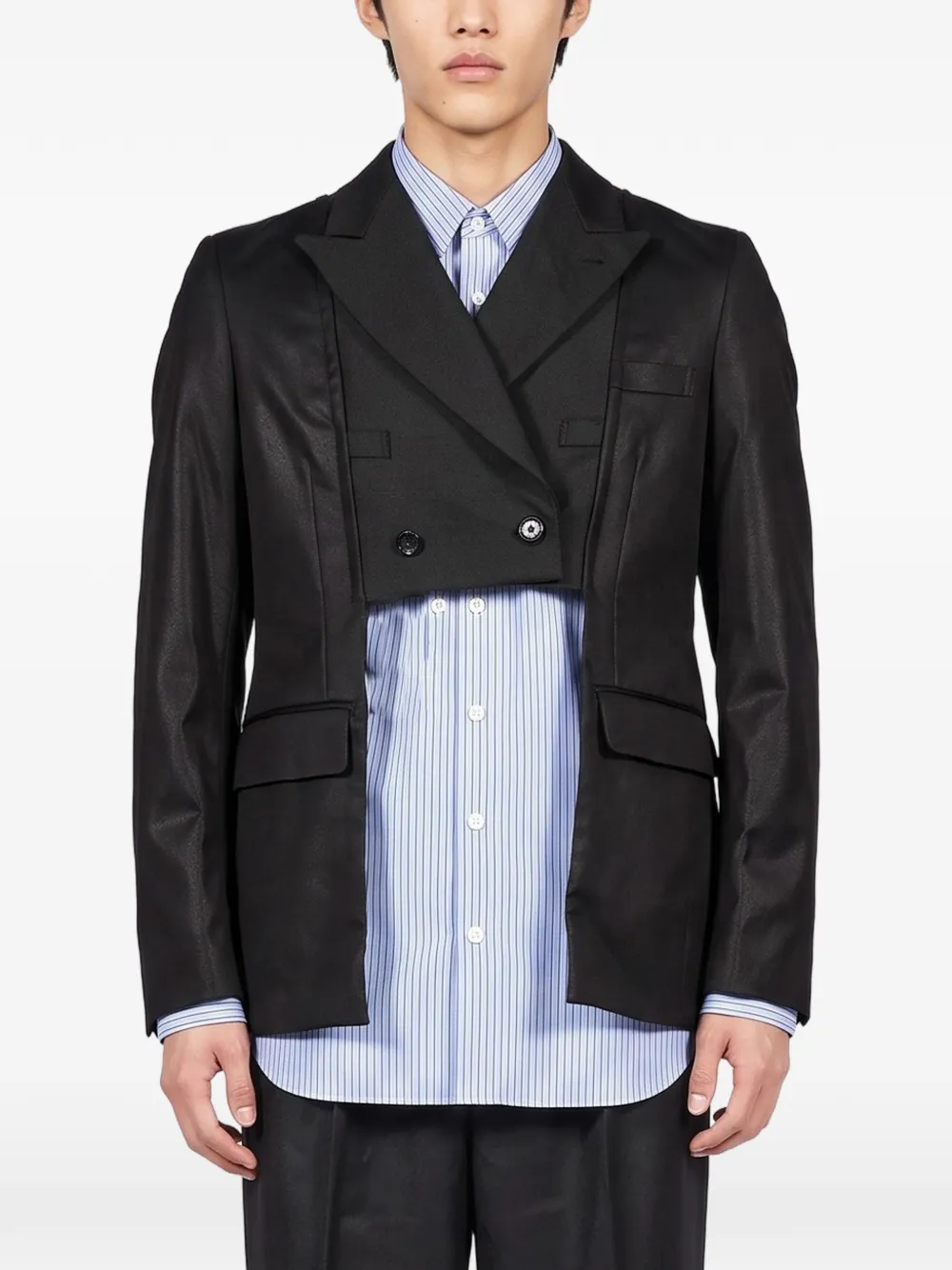 Comme des Garçons Homme Plus layered cut-out blazer Zwart