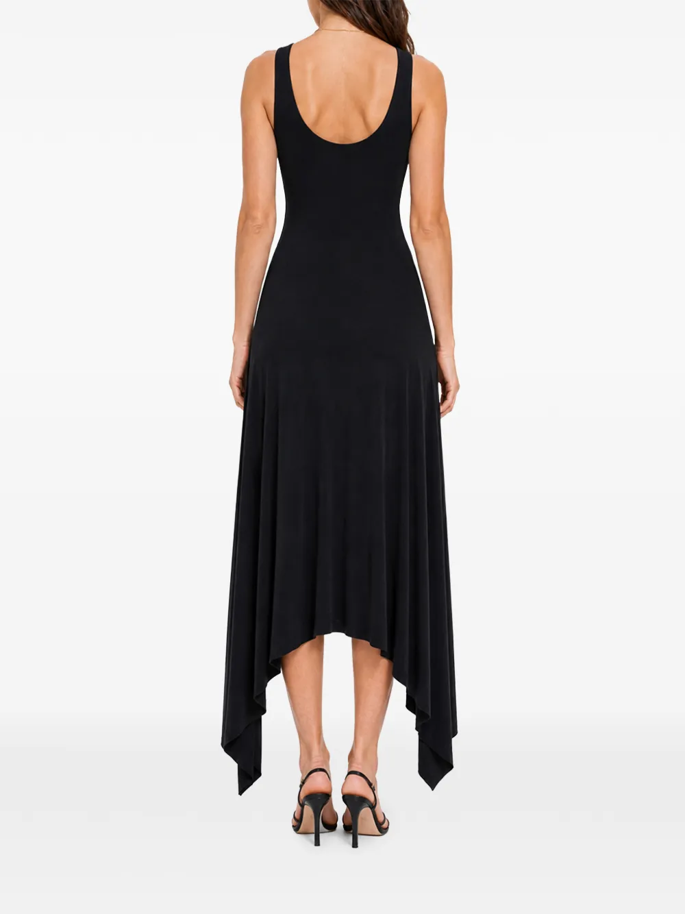 HAMZA Valencia asymmetrische midi-jurk Zwart