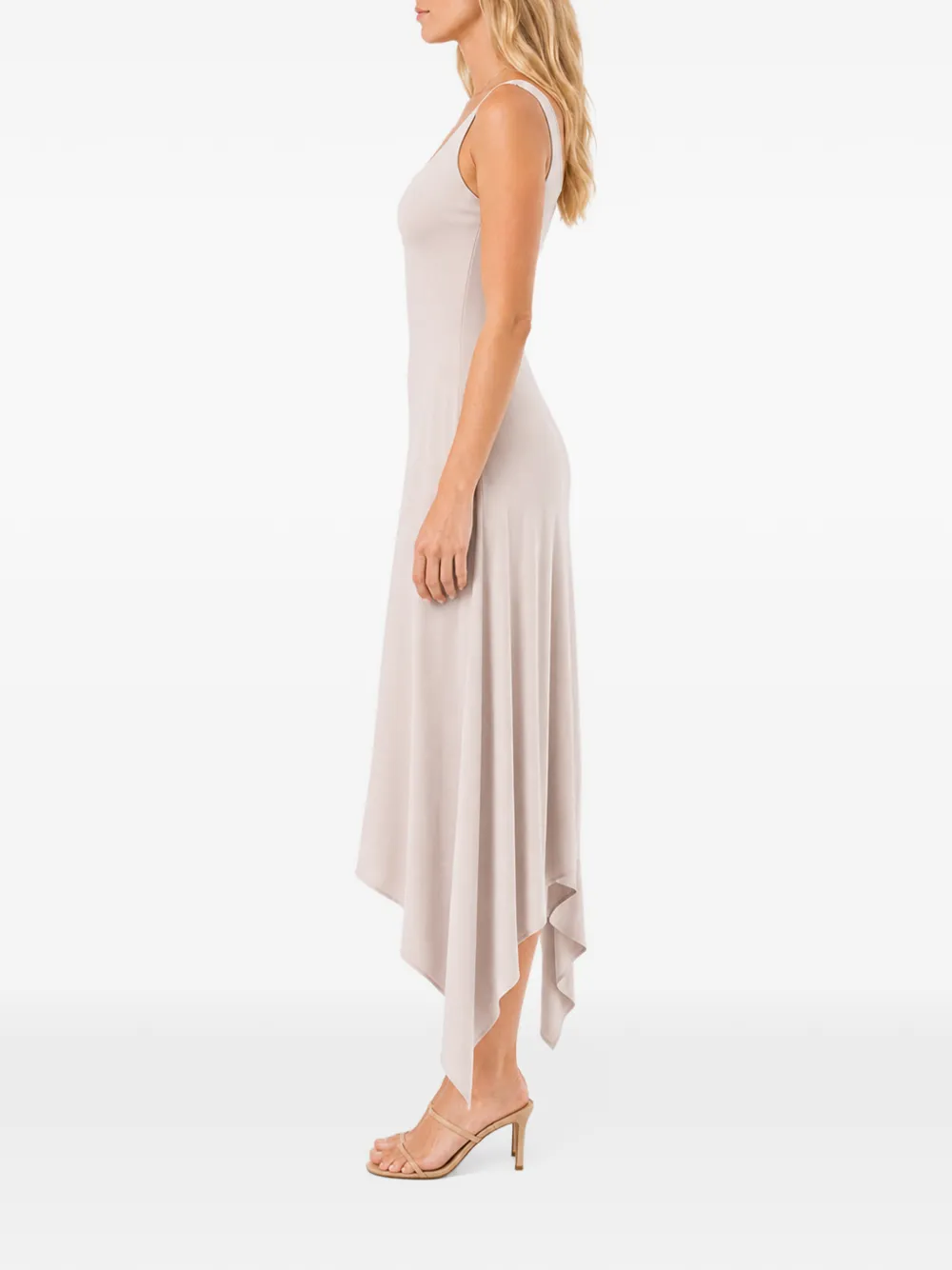 HAMZA Valencia asymmetric midi dress - Nude