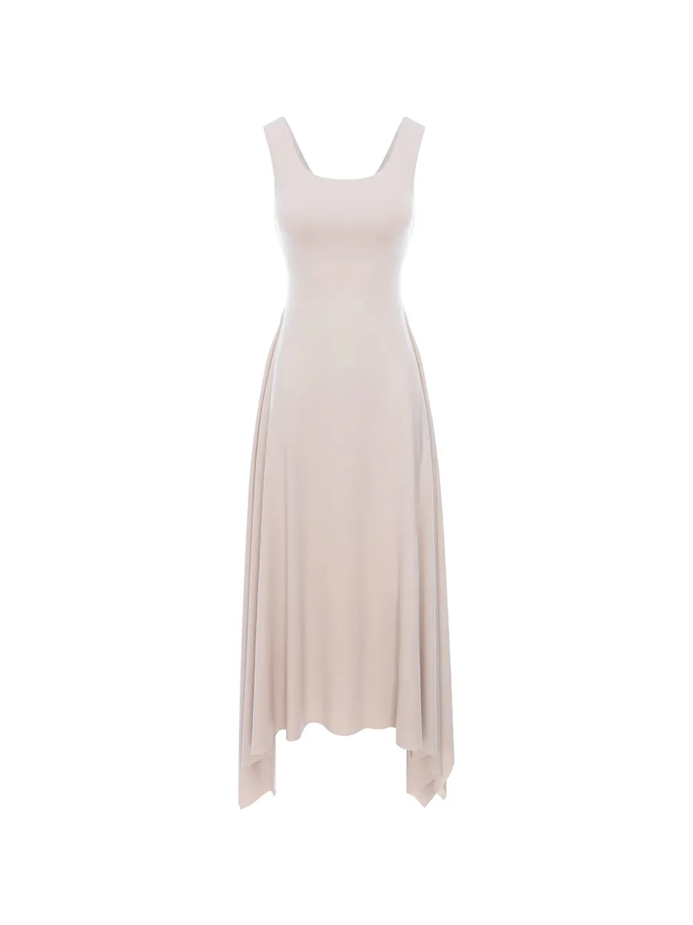 HAMZA Valencia asymmetric midi dress - Nude