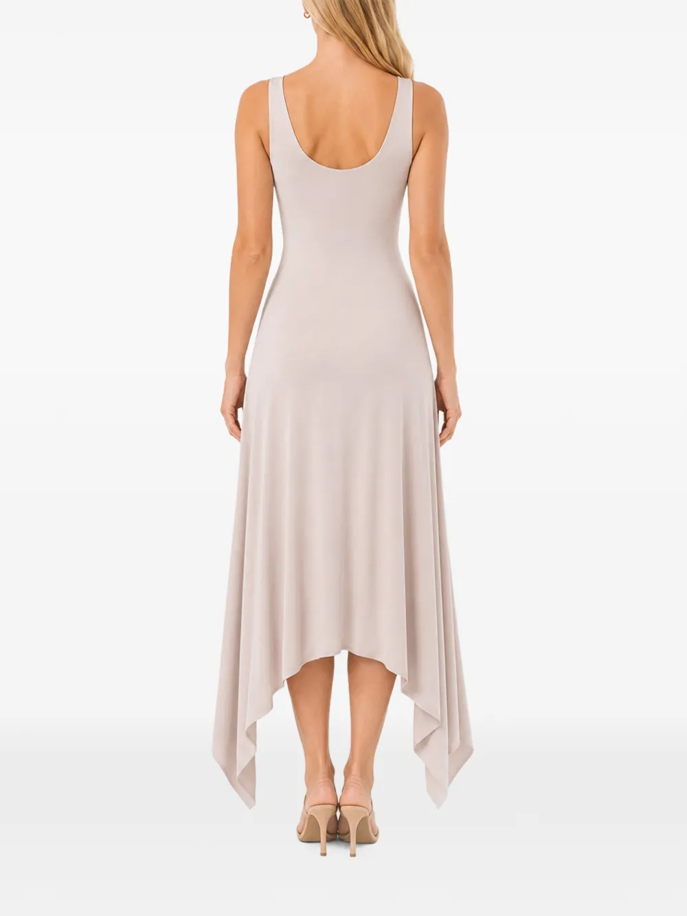 HAMZA Valencia asymmetrische midi-jurk Beige