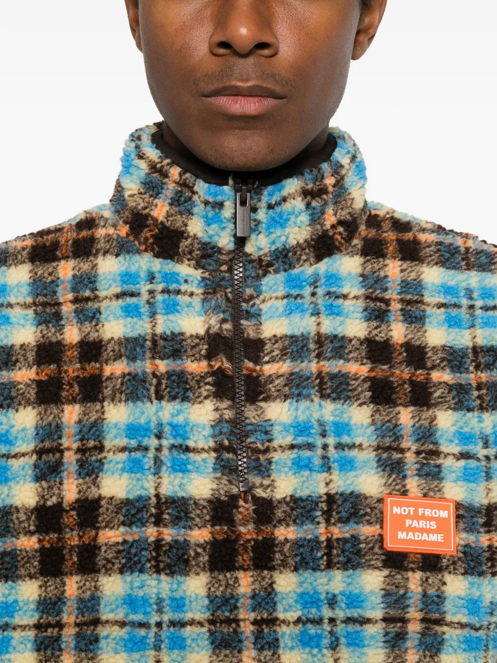 Drôle De Monsieur check-pattern fleece jacket Blauw