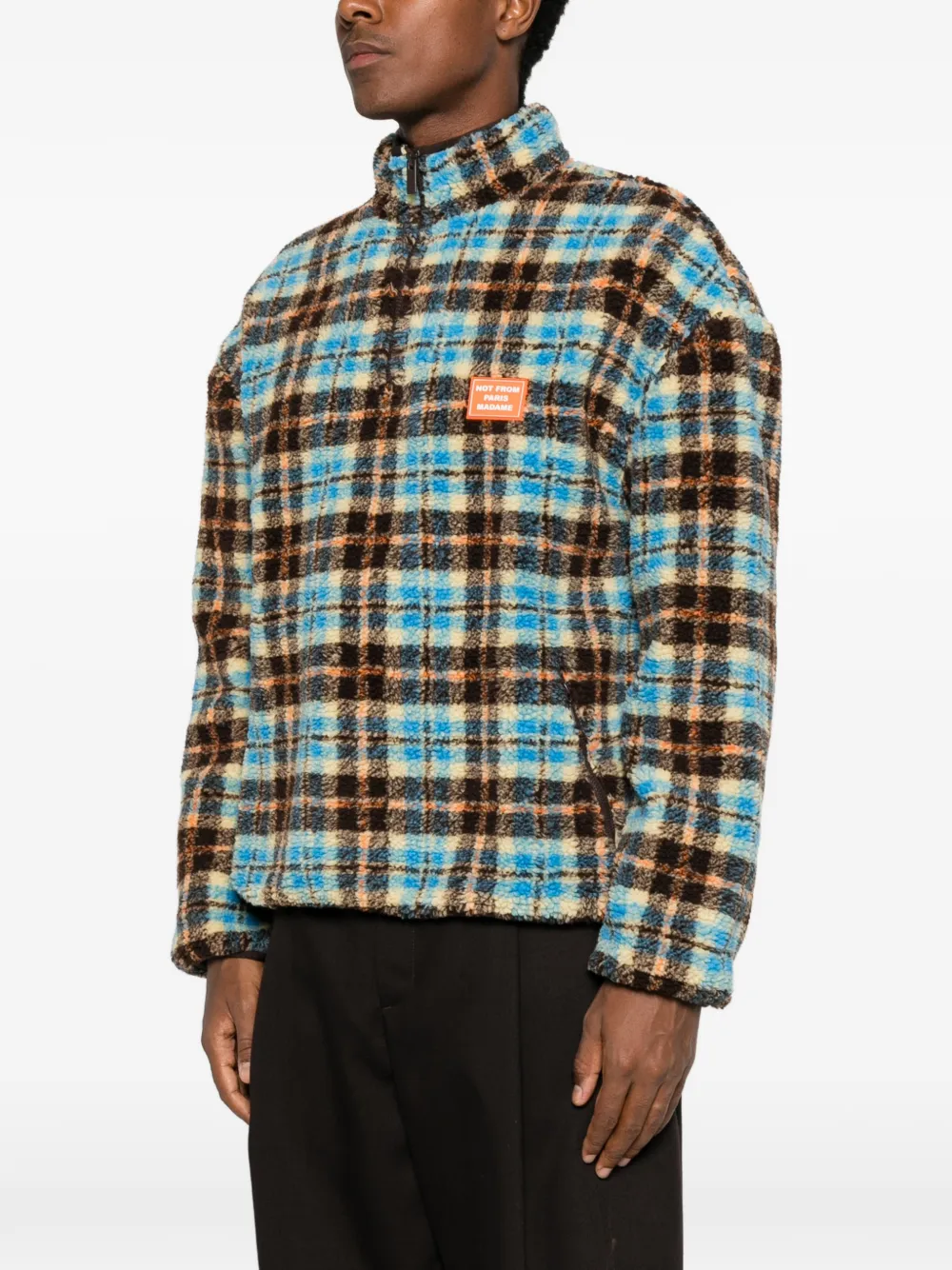 Drôle De Monsieur check-pattern fleece jacket Blauw