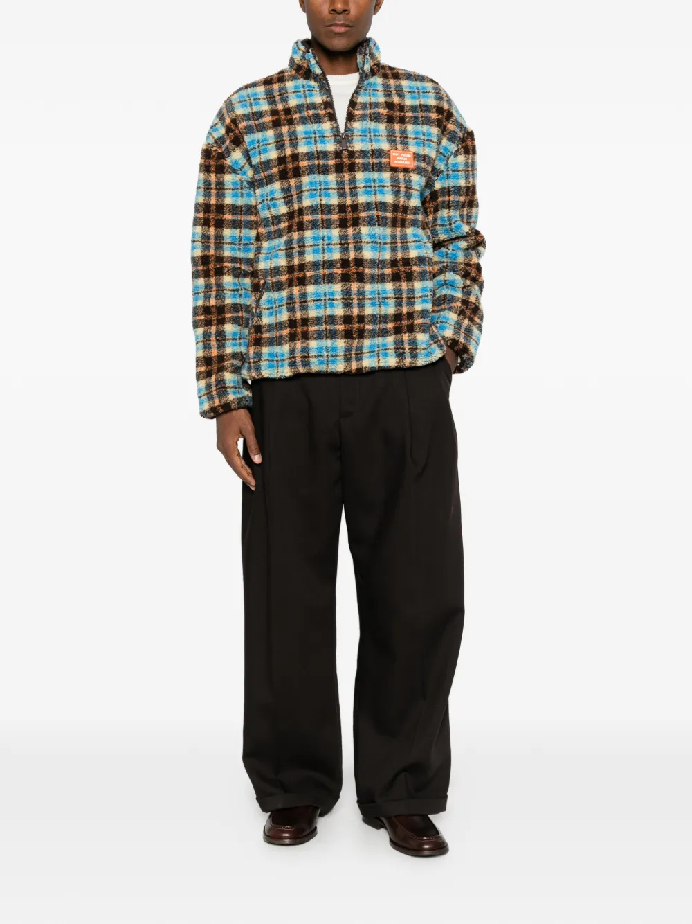 Drôle De Monsieur check-pattern fleece jacket Blauw