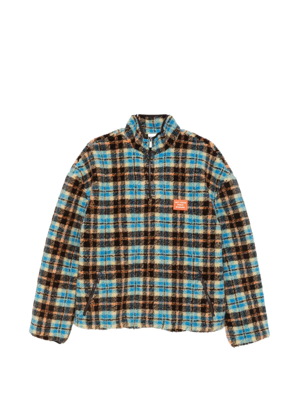 Drôle De Monsieur check-pattern fleece jacket - Blau