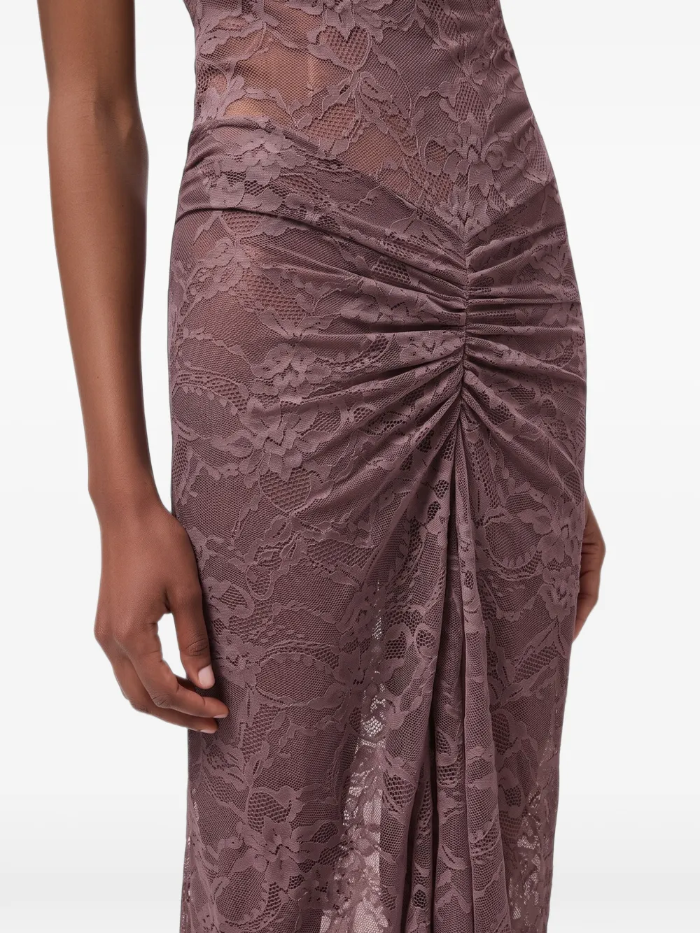 THE ANDAMANE maxi Palma lace-up ruched dress Paars