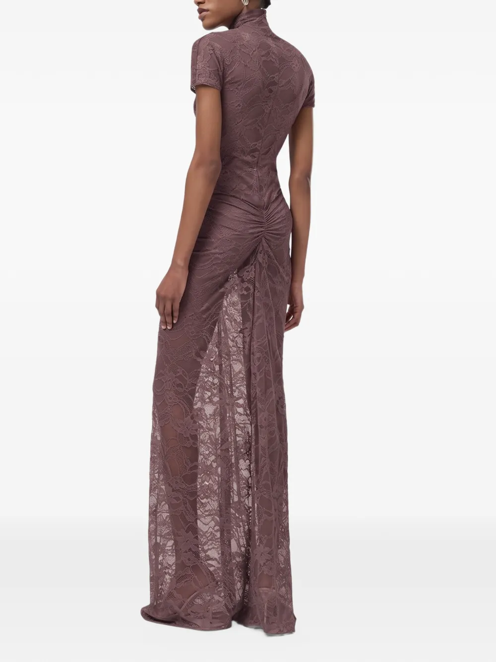 THE ANDAMANE maxi Palma lace-up ruched dress Paars