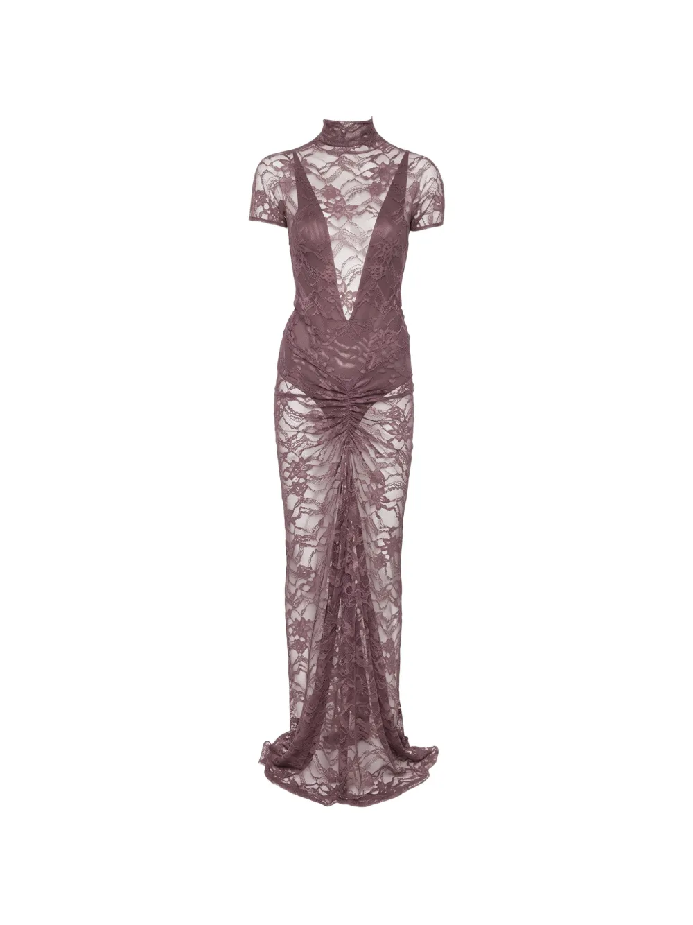 THE ANDAMANE maxi Palma lace-up ruched dress - Viola