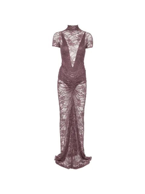 THE ANDAMANE maxi Palma lace-up ruched dress