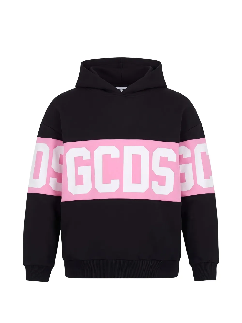 Gcds Kids logo-print panelled hoodie - Nero