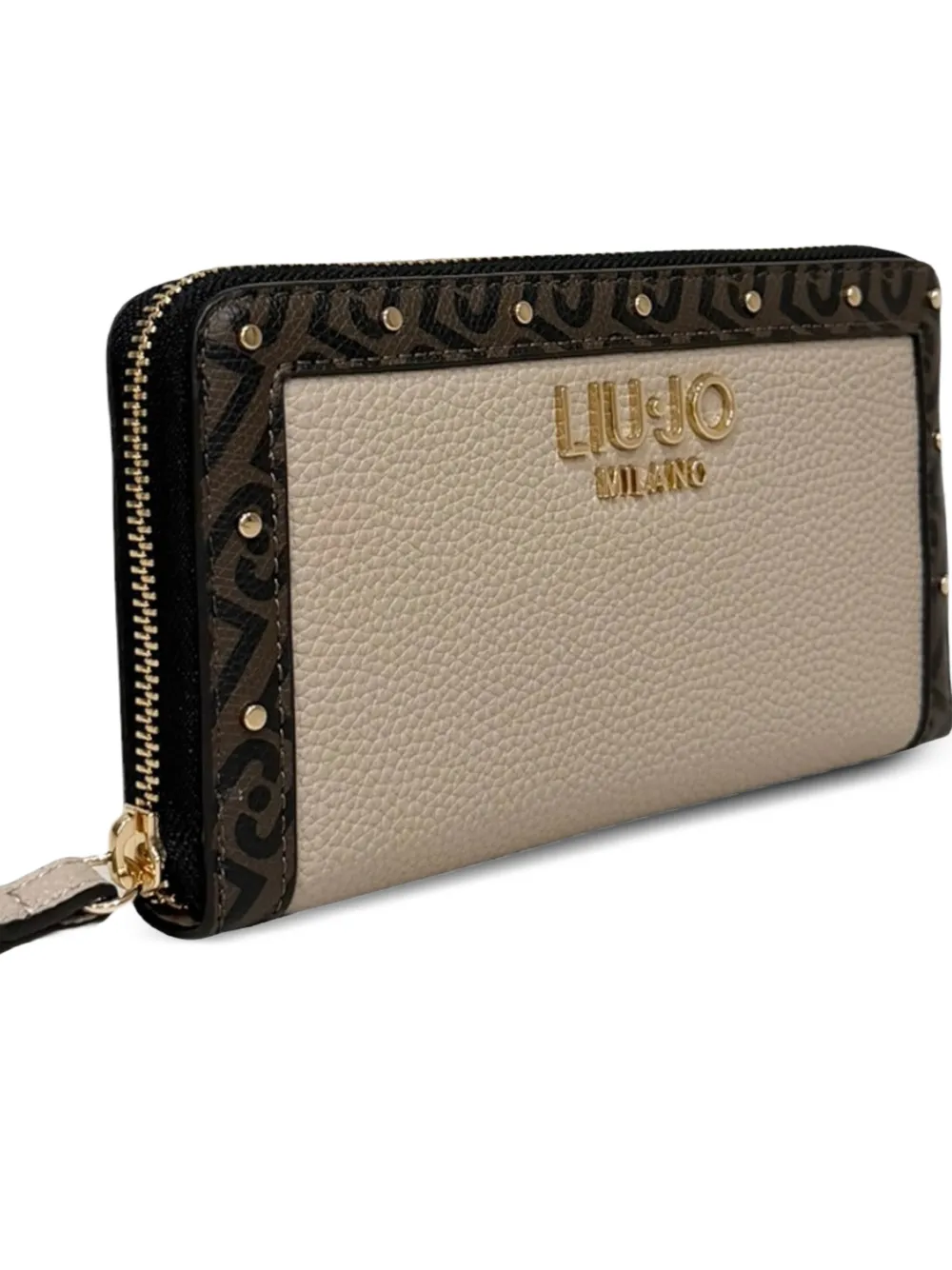 LIU JO Portemonnee met monogram-print en studs Beige
