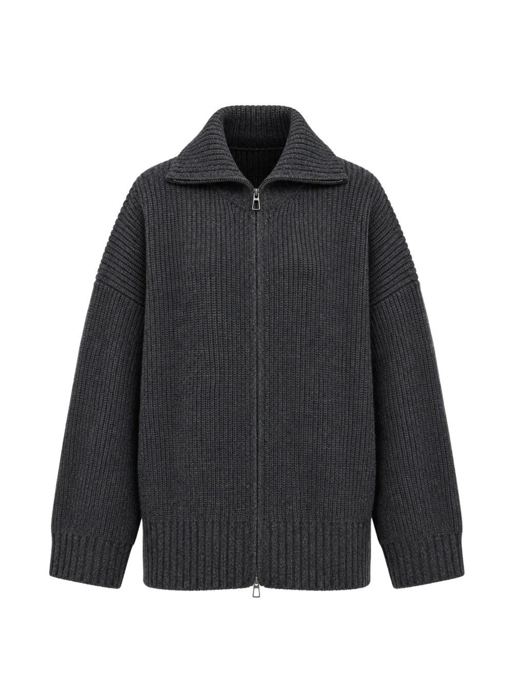 The Frankie Shop Veda oversized zip-up cardigan, charcoal in Grey